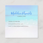 Ocean Wave Beach Blue Scene Modern Monogram Square Vierkante Visitekaartje (Achterkant)