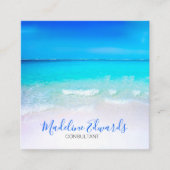 Ocean Wave Beach Blue Scene Modern Monogram Square Vierkante Visitekaartje (Voorkant)