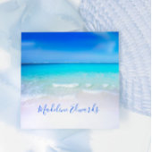 Ocean Wave Beach Blue Scene Modern Monogram Square Vierkante Visitekaartje
