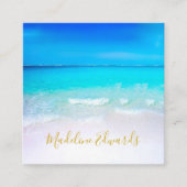 Ocean Wave Beach Scene Gold Modern Monogram Square Vierkante Visitekaartje (Voorkant)