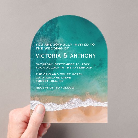 Ocean Wave, Beach Wedding Acryl Uitnodigingen (Insitu (Draagbaar))