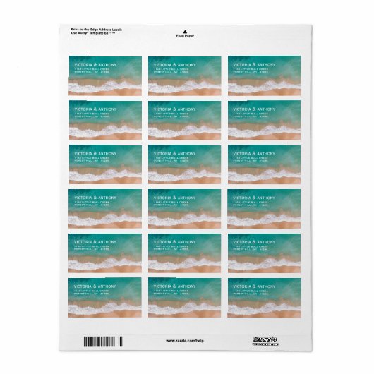 Ocean Wave, Beach Wedding Etiket (Full Sheet)