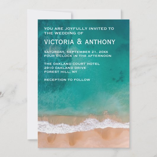 Ocean Wave, Beach Wedding Kaart (Voorkant)