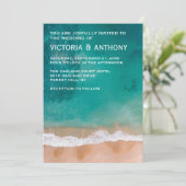 Ocean Wave, Beach Wedding Kaart (Staand voorkant)