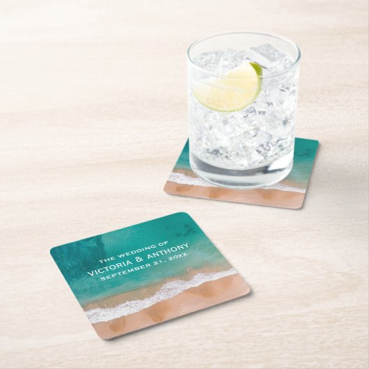 Ocean Wave, Beach Wedding Kartonnen Onderzetters (Insitu)