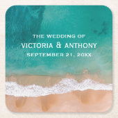 Ocean Wave, Beach Wedding Kartonnen Onderzetters (Voorkant)