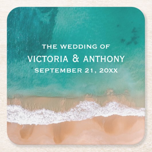 Ocean Wave, Beach Wedding Kartonnen Onderzetters (Voorkant)