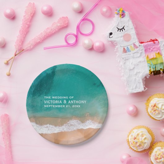Ocean Wave, Beach Wedding Papieren Bordje (Feest)