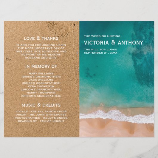 Ocean Wave, Beach Wedding Program (Voorkant)