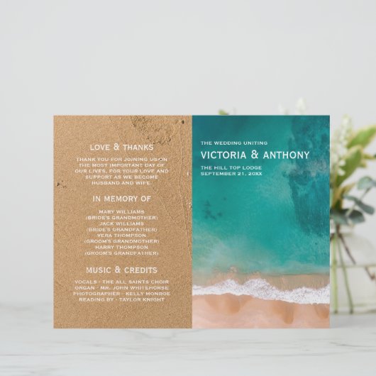 Ocean Wave, Beach Wedding Program (Staand voorkant)