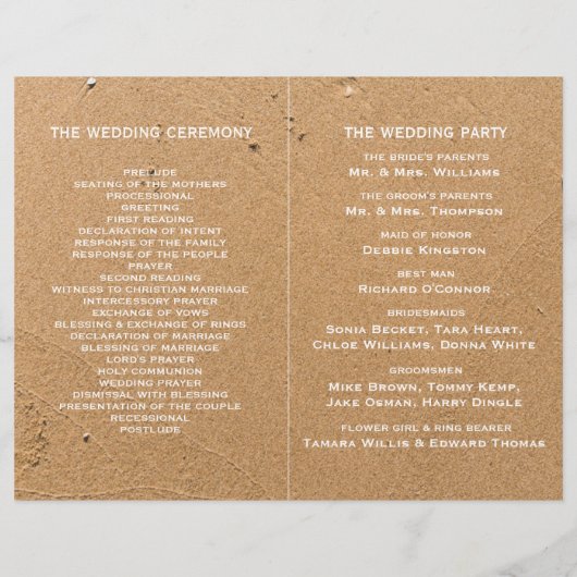Ocean Wave, Beach Wedding Program (Achterkant)