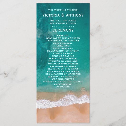 Ocean Wave, Beach Wedding Program Programmakaart (Voorkant)