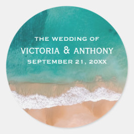 Ocean Wave, Beach Wedding Ronde Sticker