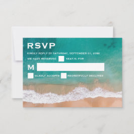 Ocean Wave, Beach Wedding RSVP Kaartje