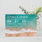 Ocean Wave, Beach Wedding Save The Date (Staand voorkant)