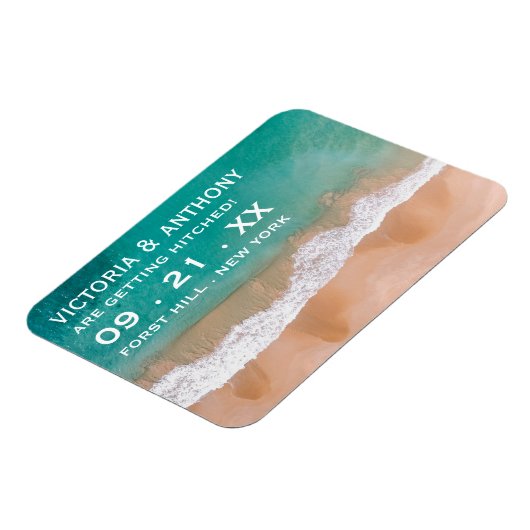 Ocean Wave, Beach Wedding Save the Date Magneet (Linkerzijde)