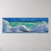 Ocean Wave bij Malibu Panorama Waterverf Art Poster (Voorkant)