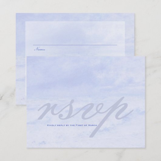 Ocean Wave: Bleek Blue Wedding  RSVP (Voorkant / Achterkant)