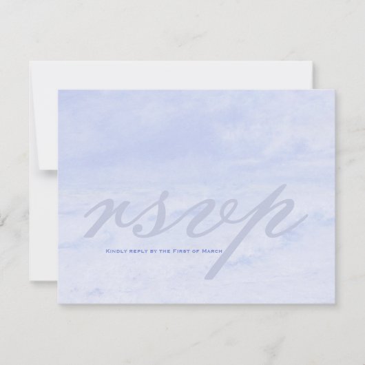 Ocean Wave: Bleek Blue Wedding RSVP Kaartje (Voorkant)