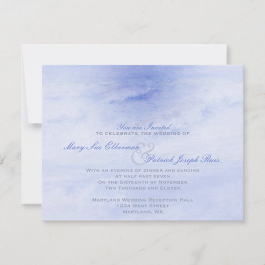 Ocean Wave: Bleke blauwe avond alleen klein huweli Kaart (Voorkant)