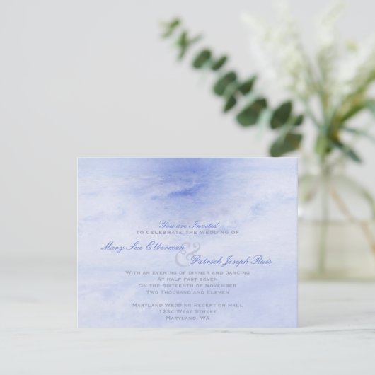 Ocean Wave: Bleke blauwe avond alleen klein huweli Kaart (Staand voorkant)