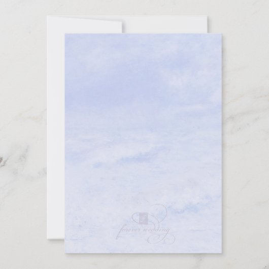Ocean Wave: Bleke uitnodiging voor blauwe bruiloft (Achterkant)