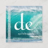 Ocean Wave Blue Business Monogram Vierkante Visitekaartje (Voorkant)