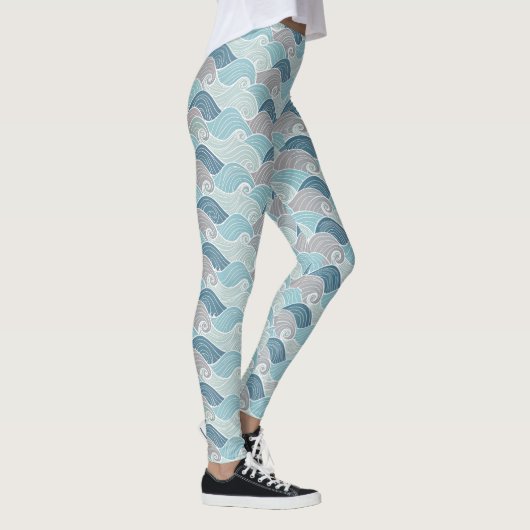 Ocean Wave Blue Grey Leggings (Rechts)