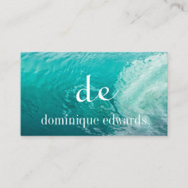 Ocean Wave Blue Modern Monogram Stijlvol Visitekaartje