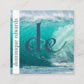 Ocean Wave Blue Professional QR Code Monogram Vierkante Visitekaartje (Voorkant)
