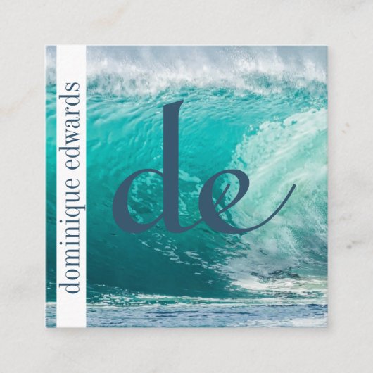 Ocean Wave Blue Professional QR Code Monogram Vierkante Visitekaartje (Voorkant)
