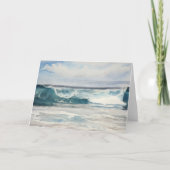 Ocean Wave  Blue Tones Beach Art Notecard Kaart (Voorkant)