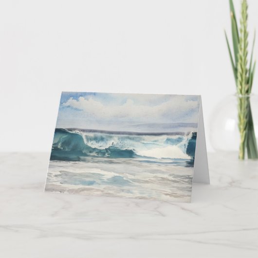 Ocean Wave  Blue Tones Beach Art Notecard Kaart (Voorkant)