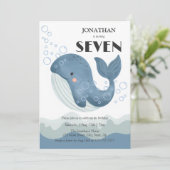 Ocean Wave Bubble Schattige Whale Kids Verjaardag Kaart (Staand voorkant)