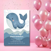 Ocean Wave Bubble Whale Kids Verjaardag Kaart