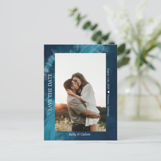 Ocean Wave Custom Save the Date Briefkaart (Staand voorkant)