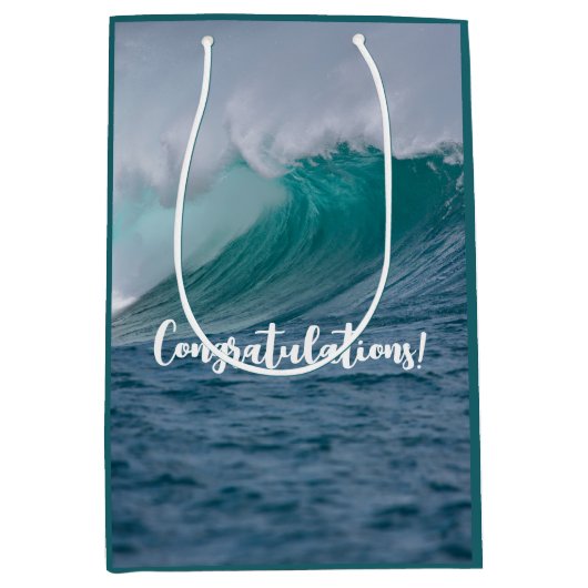 Ocean Wave Custom Text Paper Cadeau Medium Cadeauzakje (Voorkant)