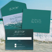 Ocean Wave Deep Zee Green Wedding All In One Uitnodiging