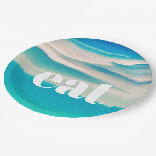 Ocean Wave Eat Beach Party Decor Papieren Bordje (Gekanteld)