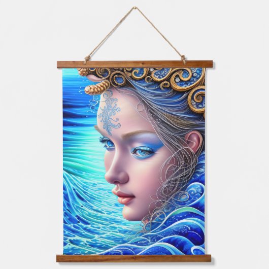 Ocean Wave Fantasy Goddess Art Hangend Wandkleed (Voorkant)