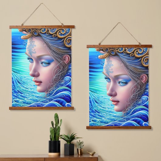 Ocean Wave Fantasy Goddess Art Hangend Wandkleed (Asymmetrisch)