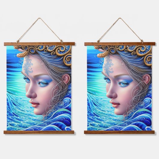 Ocean Wave Fantasy Goddess Art Hangend Wandkleed (Dubbel)