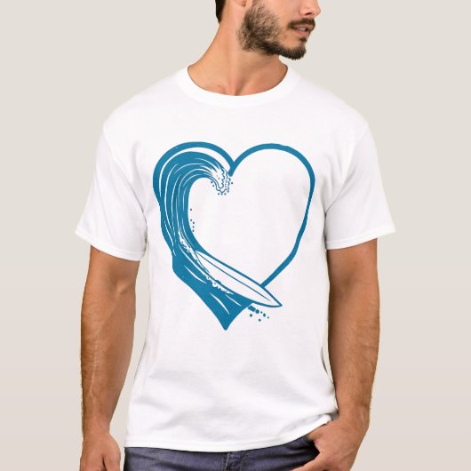 Ocean Wave Heart Design T-shirt (Voorkant)