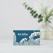 Ocean wave indigo blue water sport visitekaartje (Staand voorkant)