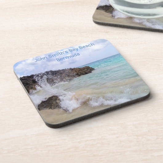 Ocean Wave John Smith's Bay Beach Bermuda Bier Onderzetter (Linkerzijde)