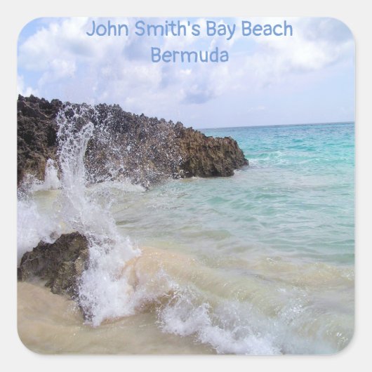 Ocean Wave John Smith's Bay Beach Bermuda Vierkante Sticker (Voorkant)