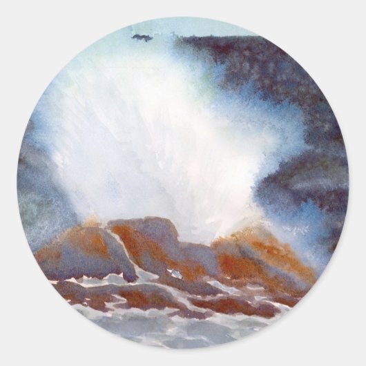 Ocean Wave Kaart Ronde Sticker (Voorkant)