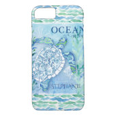 Ocean Wave Modern Triangle Pattern Zee Turtle Case-Mate iPhone Case (Achterkant)