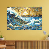Ocean wave mosaic 001 canvas afdruk (Insitu (Woonkamer))