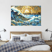 Ocean wave mosaic 001 canvas afdruk (Insitu (Slaapkamer))